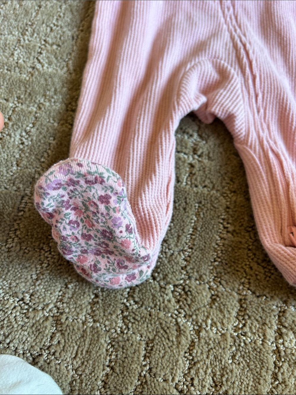 Carter's Light Pink Ribbed Footed One-Piece - Picture 2 of 5